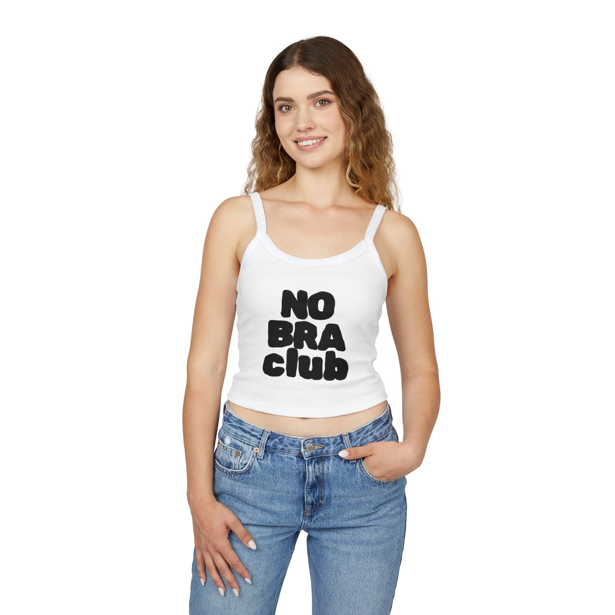 No Bra Club Spaghetti Tank — Women's Casual Crop Top